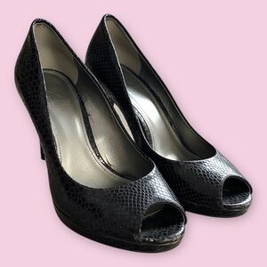 Stuart Weitzman Black Peep-Toe Heels